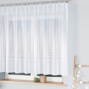 Firanka żakardowa ze wzorem pasowym z ołowianką 140cm kolor biały