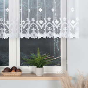 Firanka żakardowa wzór kwiatowy 110cm biała