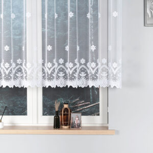Firanka żakardowa wzór kwiatowy 120cm biała
