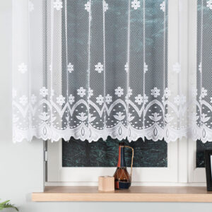 Firanka żakardowa wzór kwiatowy 130cm biała