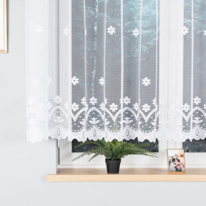 Firanka żakardowa wzór kwiatowy 140cm biała
