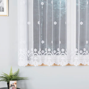 Firanka żakardowa wzór kwiatowy 150cm biała