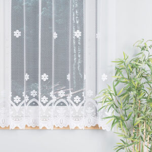 Firanka żakardowa wzór kwiatowy 160cm biała