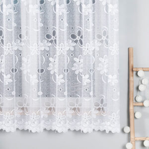 Firanka żakardowa ze wzorem 180cm biała