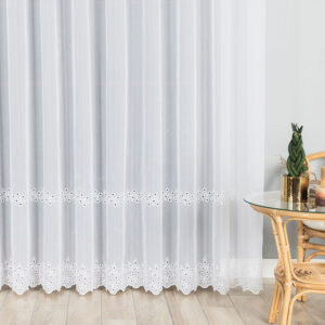 Firanka haftowana ze wzorem 280cm biała