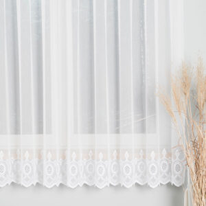 Firanka haftowana ze wzorem 180cm biała