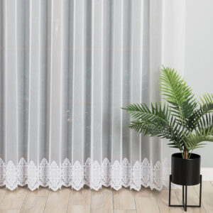 Firanka haftowana ze wzorem 280cm kolor biały