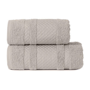 Ręcznik bawełniany Lionel jasny szary ze srebrną bordiurą 70x140