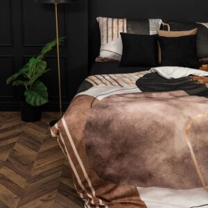 KOMPLET POŚCIELI PREMIUM Z SATYNY BAWEŁNIANEJ ABSTRAKT 160x200cm