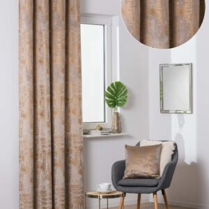 Zasłona gotowa złote zdobienia beżowa 260x140