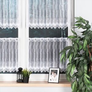 Firanka żakardowa ze wzorem 70cm biała
