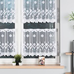 Zazdrostka żakardowa wzór kwiatowy 70cm biała