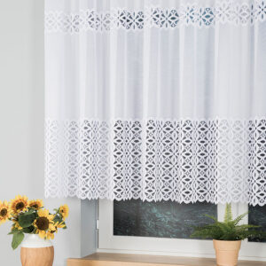 Firanka żakardowa ze wzorem 130cm biała
