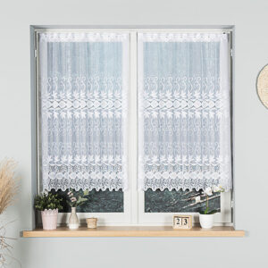 Firanka żakardowa ze wzorem 120cm biała