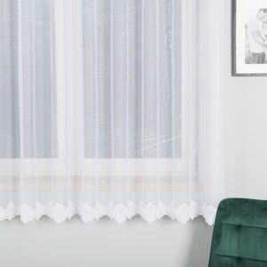 Firanka żakardowa ze wzorem 180cm biała