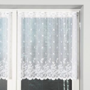 Zazdrostka żakardowa ze wzorem 75cm biała