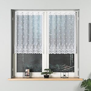 Zazdrostka żakardowa ze wzorem 90cm biała