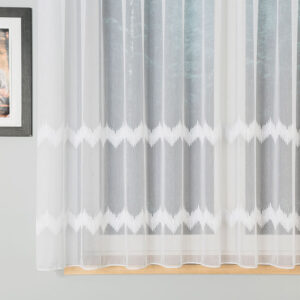 Firanka haftowana ze wzorem i ołowianką 160cm kolor biały z błyskiem