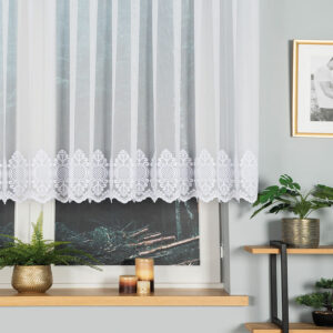 Firanka haftowana ze wzorem 120cm kolor biały