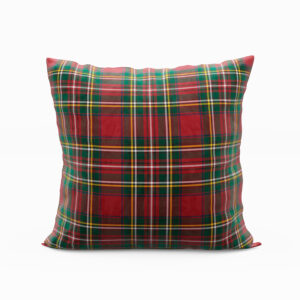 POSZEWKA ŚWIĄTECZNA SZKOTI KRATA VELVET 40x40cm czerwona