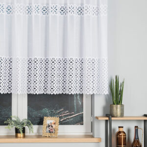 Firanka żakardowa ze wzorem 120cm biała