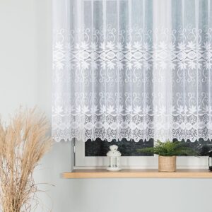 Firanka żakardowa ze wzorem 140cm biała