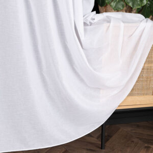 Firanka trudnopalna z ołowianką w stylu natural look 300cm kolor biały