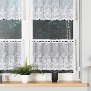 Zazdrostka żakardowa ze wzorem 45cm biała