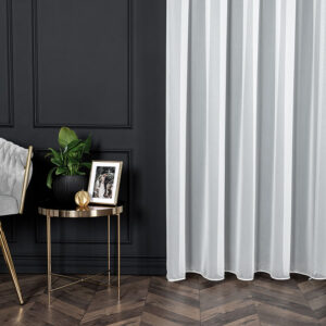 Firanka gładka w stylu glamour z ołowianką 300cm kremowa