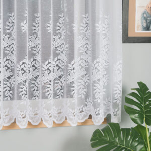Firanka żakardowa wzór kwiatowy 160cm biała