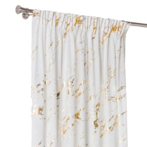 ZASŁONA NA TAŚMIE GLAMOUR ZŁOTE ZDOBIENIA 140x270cm biało złota