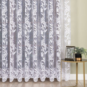 Firanka żakardowa wzór kwiatowy 250cm kolor biały