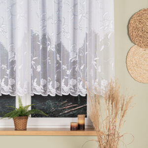 Firanka żakardowa ze wzorem kwiatowym 130cm biały