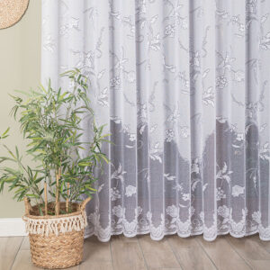 Firanka żakardowa ze wzorem kwiatowym 230cm biały