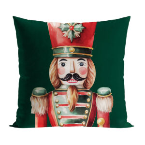 POSZEWKA ŚWIĄTECZNA VELVET DZIADKI DO ORZECHÓW 45x45cm zielona
