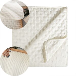 NARZUTA NA ŁÓŻKO PLED WZÓR KROPECZKI 170x210cm ecru