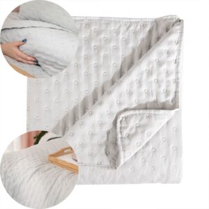 NARZUTA NA ŁÓŻKO PLED WZÓR KROPECZKI 170x210cm jasny szary