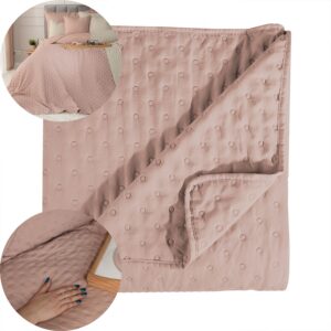 NARZUTA NA ŁÓŻKO PLED WZÓR KROPECZKI 170x210cm różowy