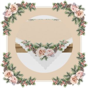 SERWETA ŚWIĄTECZNA JEMIOŁA wykończenie chmurka 79x79cm beżowy