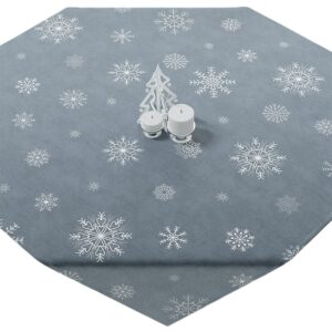 SERWETA ŚWIĄTECZNA VELVET ŚNIEŻKI 85x85cm jasny niebieski ze srebrnym zdobieniem