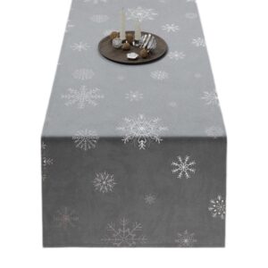 BIEŻNIK ŚWIĄTECZNY VELVET ŚNIEŻKI 40x140cm jasny szary ze srebrnym zdobieniem