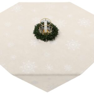 SERWETA ŚWIĄTECZNA ŚNIEŻKI VELVET 85x85cm offwhite ze srebrnym zdobieniem