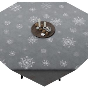 SERWETA ŚWIĄTECZNA VELVET ŚNIEŻKI 85x85cm jasny szary ze srebrnym zdobieniem