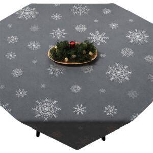 SERWETA ŚWIĄTECZNA ŚNIEŻKI VELVET 85x85cm ciemny szary ze srebrnym zdobieniem