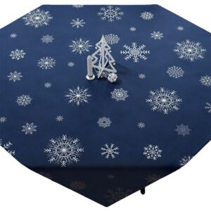 SERWETA ŚWIĄTECZNA ŚNIEŻKI VELVET 85x85cm granatowy ze srebrnym zdobieniem