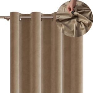 ZASŁONA GOTOWA NA PRZELOTKACH AKSAMIT VELVI 140x160 ciemny beż
