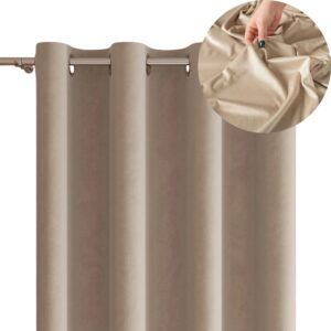 ZASŁONA GOTOWA NA PRZELOTKACH AKSAMIT VELVI 140x250 ciemny kremowy