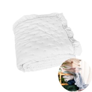 NARZUTA NA ŁÓŻKO PLED FALBANY WZÓR KROPKI 170x210cm biały