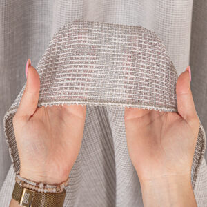 Firanka z ołowianką siatka, bukle o naturalnym splocie 300cm szarobeżowa