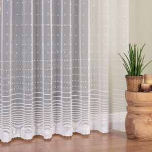 FIRANA HAFTOWANA ZE WZOREM 290cm kolor biały
